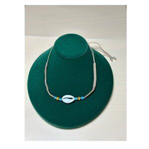 Handmade Cowrie Shell & Bead Choker Necklace Adjustable Cord Boho Beach Jewelry